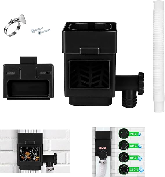 Rain Barrel Diverter Kit, Gutter Downspout Diverter, Black