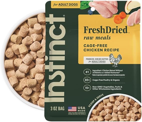 Instinct Freeze Dried Meals, Natural Dog Food, Cage-Free Chicken, 3 oz Bag
