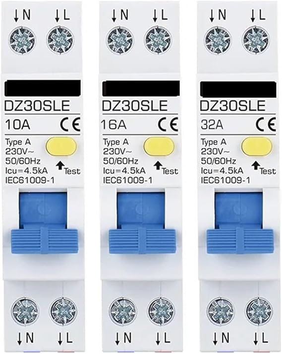 RCBO Type A 220V 30MA MINI Residual Current Circuit Breaker RCD MCB RCCB 1P+N 10A 16A 20A 25A 32A Leakage Protection(10A)
