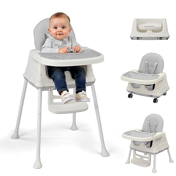 Ktaxon 6-in-1 Baby High Chair, Portable Convertible Highchair, Grey