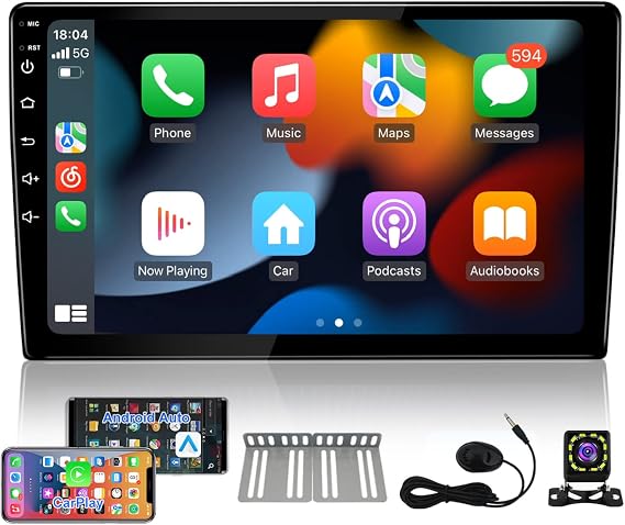 9 Inch Touch Screen Android 13 Car Stereo Universal Double Din Car Radio Wireless Carplay and Android Auto GPS Navigation Bluetooth/Multimedia Player/WiFi/USB/Backup Camera
