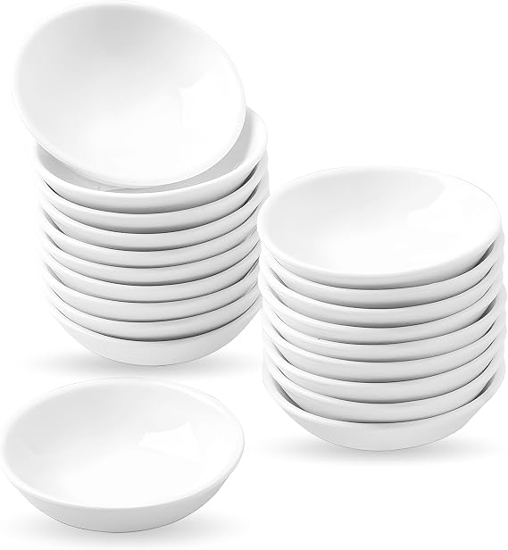 UIBFCWN 1.2 oz Ceramic Dipping Bowls Set of 20, 3 Inch Dipping Sauce Bowls