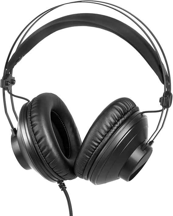 SATONE Studio Monitor Headphones,Over-Ear Noise Cancelling Recording Headphone Audio Monitors,3.5/6.35mm Wired Audio Jack for Mixing DJ Guitar Amp,Podcast Keyboard Piano and Computer Laptop PC-Black