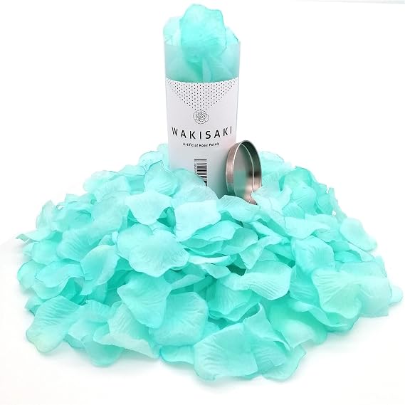Ready-to-use, Scented, Artificial Aqua Blue Rose Petals for Weddings, Flower Petals for Romantic Night Decorations, Engagement, Proposal, Anniversary, Valentine's 1,000 PCS (Light Aqua)