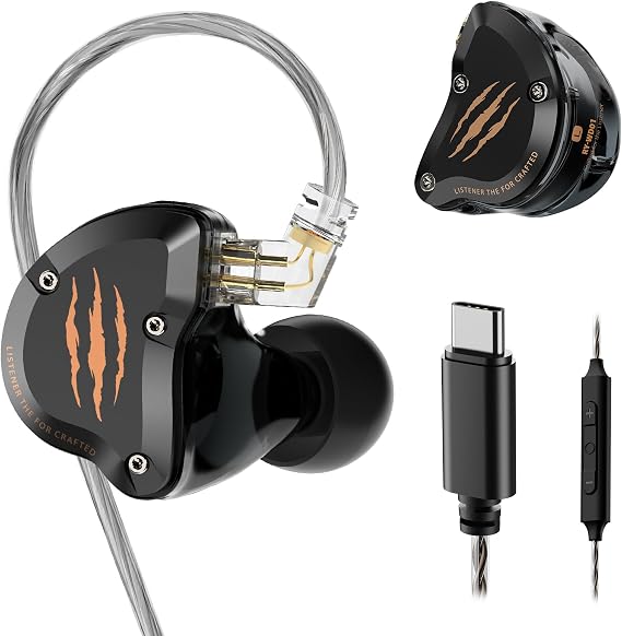 Rythflo in Ear Monitors Headphones USB-C w/Mic HiFi Wired Earbuds | Noise Isolating,Type-C Earphone for iPhone 17 16 15 Android/Samsung Phone, Laptop, IEM Headset for Gaming, Singer