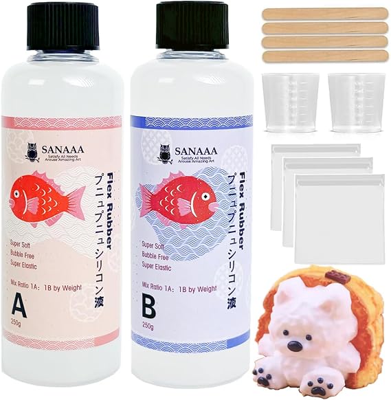 SANAAA Flüssigsilikon für Squishy Maker superweiches Silikonkautschuk Mischungsverhältnis AB 1:1 für Taba Squishy DIY Dekompressionsgeschenk（500g）