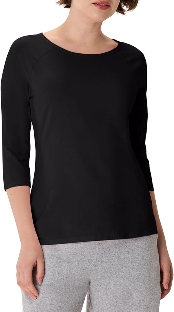 Hanes Women's Raglan Sleeve Stretch Cotton Crewneck Tee