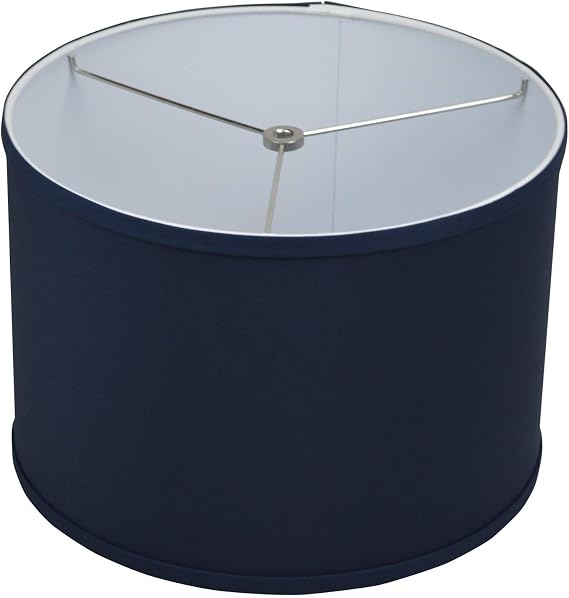 13" Top Diameter x 13" Bottom Diameter 9" Height Fabric Drum Lampshade (Spider) Attachment for Lamps with a Harp (Linen Navy Blue)