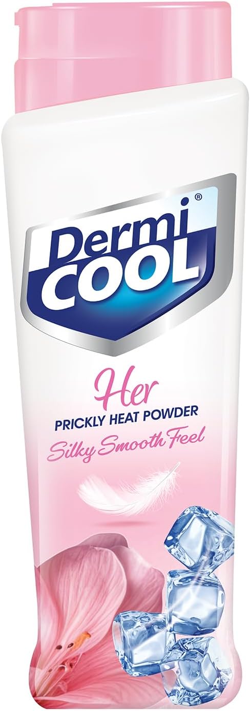 Dermicool Her Prickly Heat Powder for Women | Anti-Chafing & Sweat-Absorbing Body Powder | Soothes Heat Rash & Leaves Skin Silky Smooth | Talc-Free, Natural Formula | 14.11 Oz (400gm)