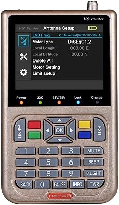 Satellite Finder, V8 2Finder Meter DVB-SDVB-S2X Parabol Locator Finder Satellite FTA Satellite Receiver Digital TV HD LCD MPEG-24 H.264,Portable Carrying PouchV8 Finder 2 no bag