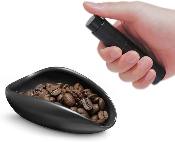 Coffee Bean Dosing Cup and RDT Spray Bottle Set | Ceramic Single Dosing Tray for Coffee&Tea; Dosing Vessel Espresso Accessories for Coffee Bar; Reduce Static; Black