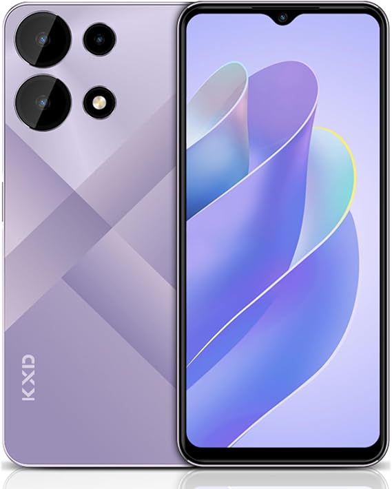 KXD A10 Unlock Android Phone | 6.6-Inch Screen Unlocked Cell Phone | 4500 mAh Battery | 12/128GB with 256GB Extend Memory | Smartphone | 13 MP + 8MP Main/Front Camera | US Version | Purple