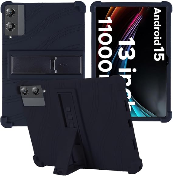 for Doogee Tab E3 Pro 13 Inch Tablet Case,BOVUGAC Soft Silicone Adjustable Stand Shockproof Kids Friendly for Doogee Tab E3 Pro 13" Tablet(Black)