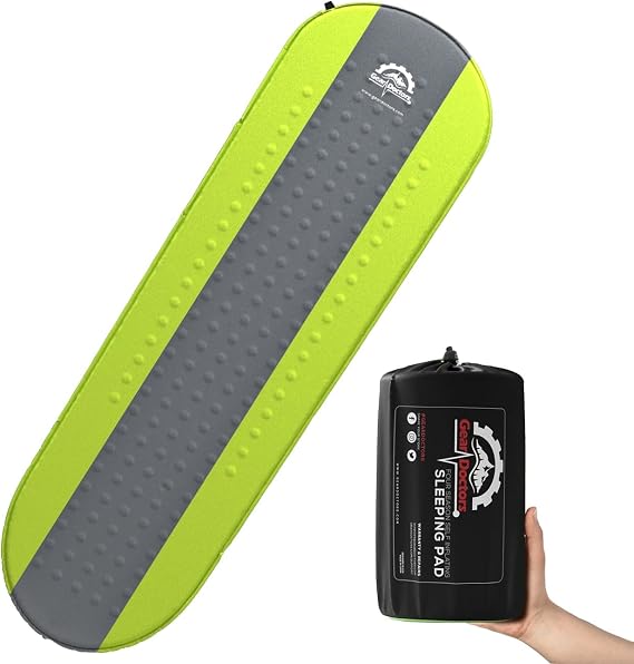 Gear Doctors - Self Inflating Sleeping Pad - 4.3 R Four Season Camping pad-1.5 Inch Thick Air Foam Hybrid- Perfect Size Mattress for Camping Backpacking Travel with Insulation for Cold Winters