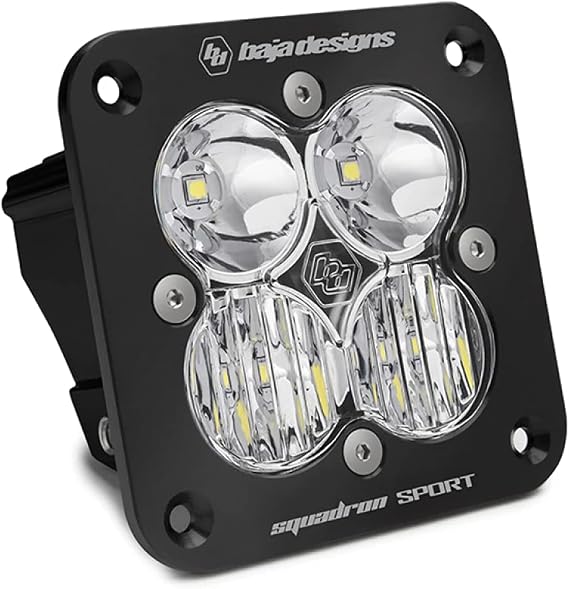 Baja Designs Squadron Sport Flush Mount LED Auxiliary Light for Jeeps, Off-Road 4x4, Trucks, UTV, ATV, SUV (Driving Combo; Clear)
