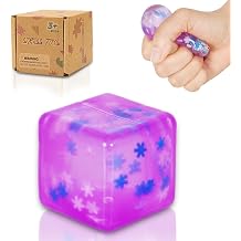 Squeeze Toys Squishy Cubes Snowflake Stress Ball, Soft Fidget Cube for Autism Stress Relief, Durable Squishy Toy for Adults and Boys & Girls Age 3+ (1.97in) (Purple)