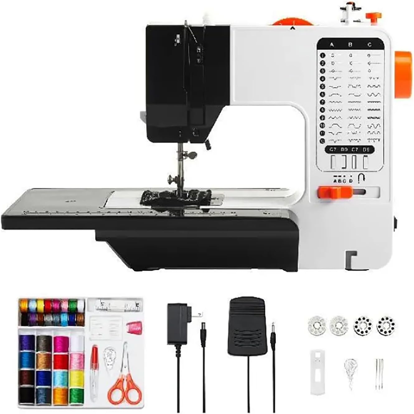 Computer sewing machine, home 2-speed embroidery machine with built-in 38 stitches and sewing machine pedal, suitable for small to medium size sewing projects and repairs