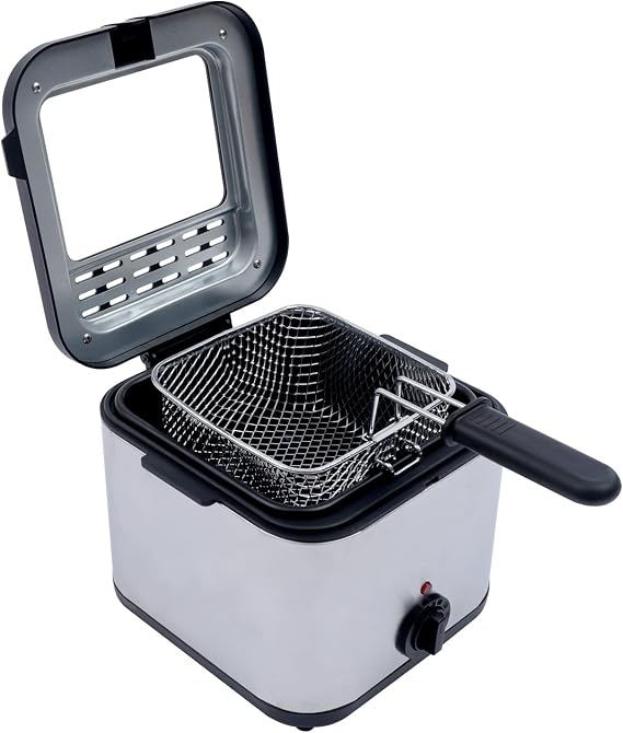 Deep Fryer with Basket 1000W 2.5L Mini Electric Deep Fryer with Overheating Protection, Stainless Steel for Personal Use at Home