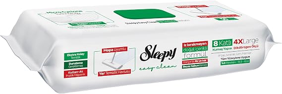 Sleepy Easy Clean Beyaz Sabun Katkılı Mopa Uyumlu Yer Temizlik Havlusu&Mendili 50 Yaprak