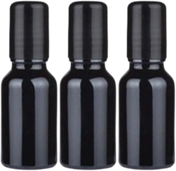 3 Pcs 15ml Black Glass Roller Bottle Mini Roll On Containers Empty Essential Oil Rolling Ball Bottle Roller Ball Perfume Dispenser