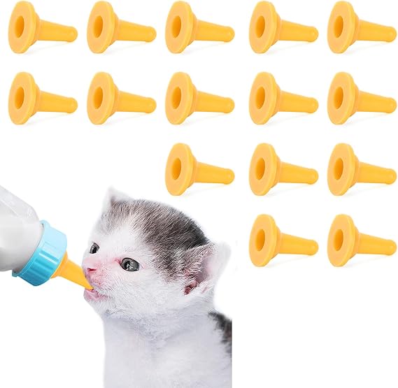 Silicone Nipple, kitn feeding ats kitn bottle feeding baby cat bottle 15Pcs Kitten Bottle Nipples Feeding Bottle Feeder Nipple Accessory Puppy Kitten Bottles, miracle nipple, tinas para gatos bebes, b