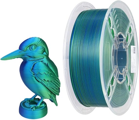 CC3D Silk Dual Color PLA Filament Blue Green 1.75mm 1KG 3D Printer Filament 2 Colors Coextrusion Shiny Metallic 3D Printing Materials PLA Bicolor Blue Green