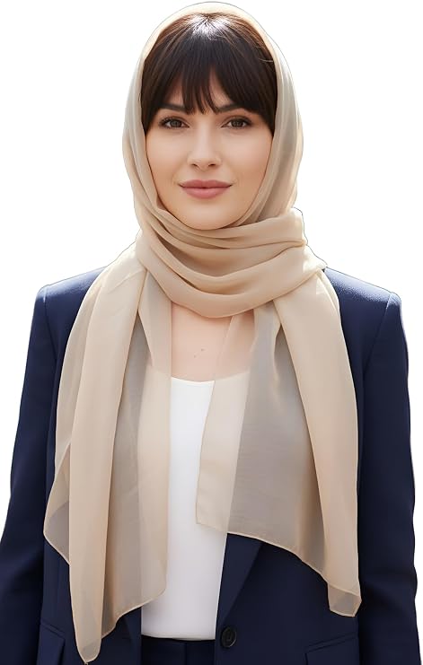 SERENITA Christmas Scarf Valentine Women Silk Feel Chiffon Soft Sheer lightweigt solid neck evening bridal head scarf