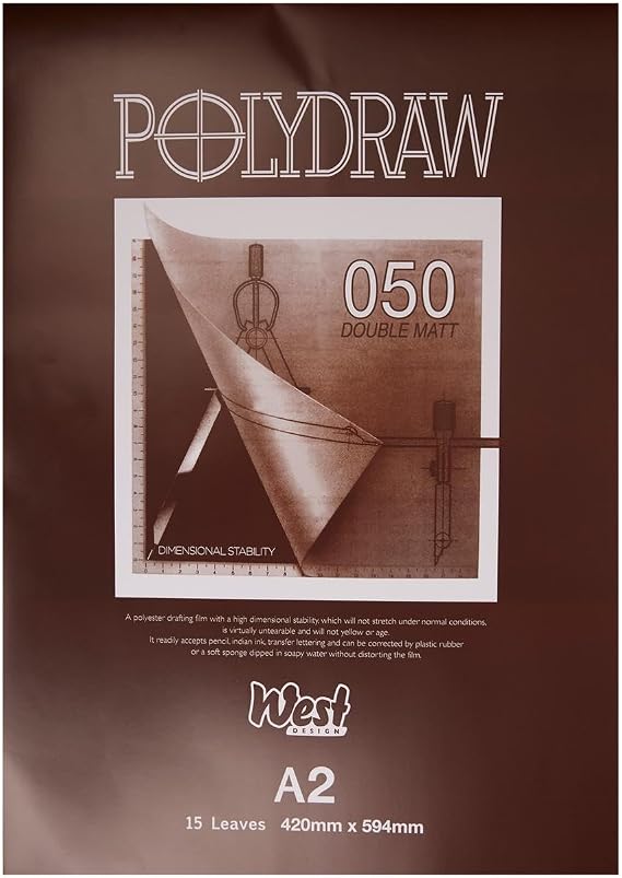 West Polydraw Drafting Film A2 Pad with 15 Sheets