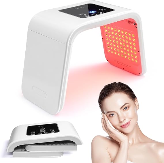 LED Face Light Therapy Mask, 7-Color Circulating Light, Timerable