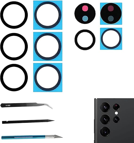 S22 Ultra Rear Back Camera Glass Lens Replacement for Samsung Galaxy S22 Ultra with Repair Kit