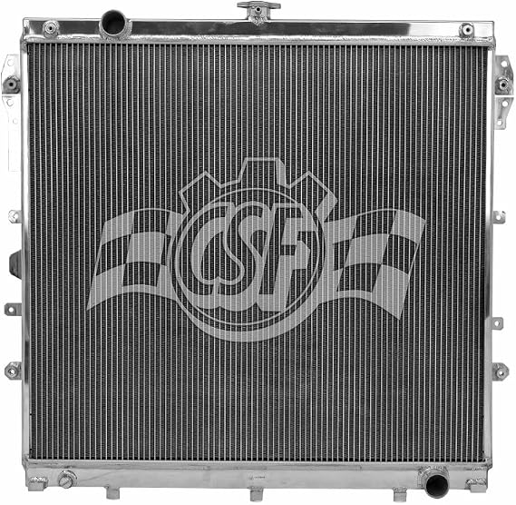CSF Radiator, 28.75 in W x 2.063 in D, Single Pass, Driver Side Inlet, Passenger Side Outlet, Aluminum, Polished