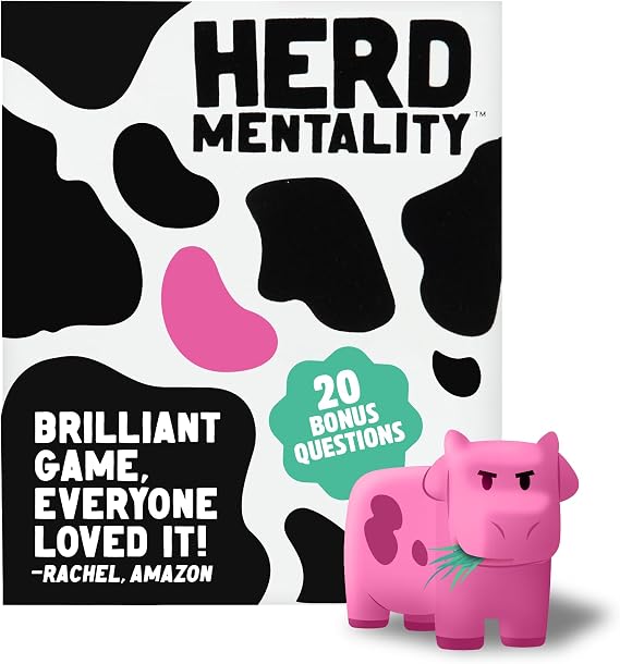 Herd Mentality Udderly Funny Family Board Game, Ages 10+ | Think the Same to Win, Easy & Fun for Big Groups, 4-20 Players, Kids & Adults, Dodge the Pink Cow, Summer Camp Games