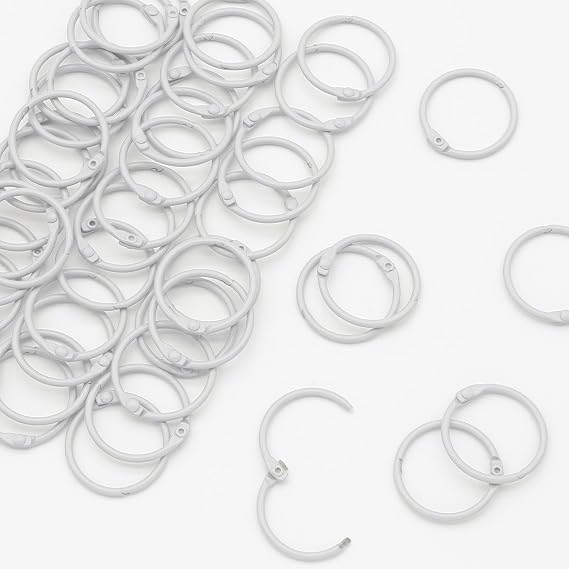 50 Pack 1 Inch Binder Rings, White Book Rings Index Card Ring