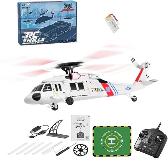 WL K270 UH-60L Blackk Hawkk RC Helicopter, 170-Class 2.4G 4CH 4-Rotor Flybarless Remote Control Helicopter with Optical Flow Positioning/Barometric Altitude, Gift -RTF