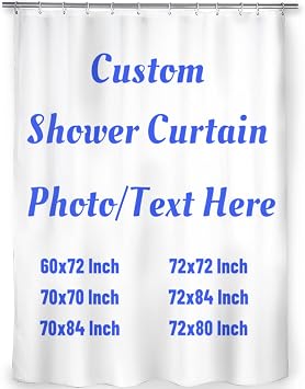Custom Shower Curtain with Your Photo/Text Funny Shower Curtains for Bathroom with Hooks Waterproof Shower Curtain Sets