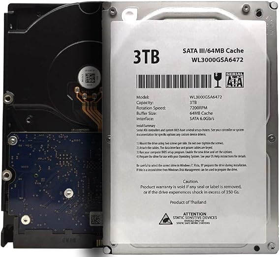WL 3TB 7200RPM 64MB Cache SATA III 6.0Gb/s 3.5" Internal Desktop Hard Drive (For RAID, NAS, DVR, Desktop PC) w/