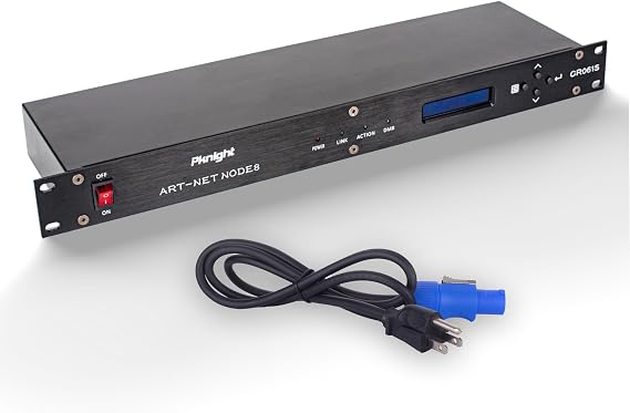 Pknight ArtNet DMX Ethernet Lighting Controller Interface, 19-inch 1 U Rack-mount, 8-Universe Art-Net to DMX512 Output-Only Node (No RDM)