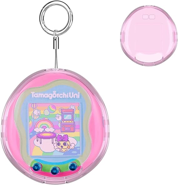 Tamagotchi Uni用クリアケース キーチェーン、ボディ、スクリーンガード付き Tamagotchi Uniアクセサリー用 透明ハードディスプレイボックス DIYファンやコレクターに最適 デバイス/フィルムなし