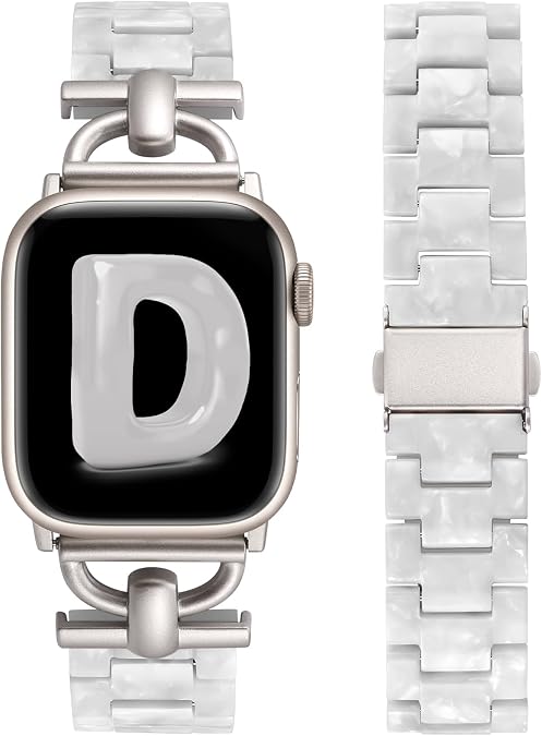 Wearlizer Resin Bands Compatible with Apple Watch Band 41mm 40mm 38mm 49mm 46mm 45mm 44mm 42mm Women, Dressy Waterproof D-Shape Bracelet Strap for iWatch Series 11 10 9 8 7 6 5 4 3 SE/Ultra 3 2 1