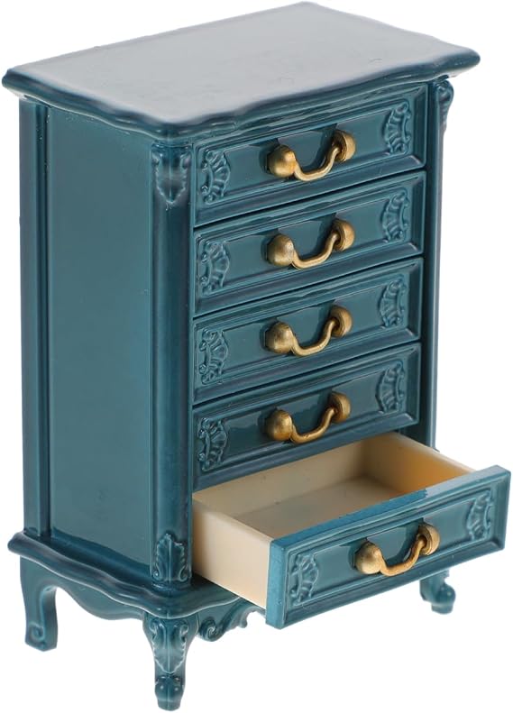 Toyvian 1:24 Dollhouse Furniture, Mini Wooden 5-Drawer Cabinet