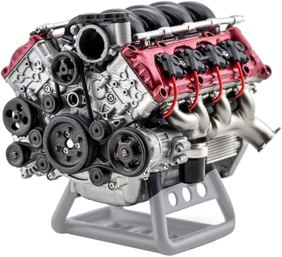 RC V8 Engine Model V8 Engine Assembly Kit Mini V8 Engine Kit V8 Engine Model Kit V8 Engine Model Kit 3D Printed V8 Engine V8 Internal Flame Engine Physics Experiment Toy Gift for Adults -KIT