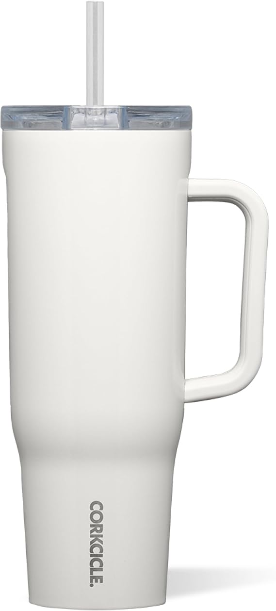 Corkcicle Cruiser Tumbler with Handle & Straw, 40 oz, Oat Milk