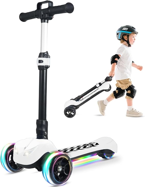 Electric Scooter for Kids Ages 3-12, 3 Adjustable Heights, 5MPH Safe Speed
