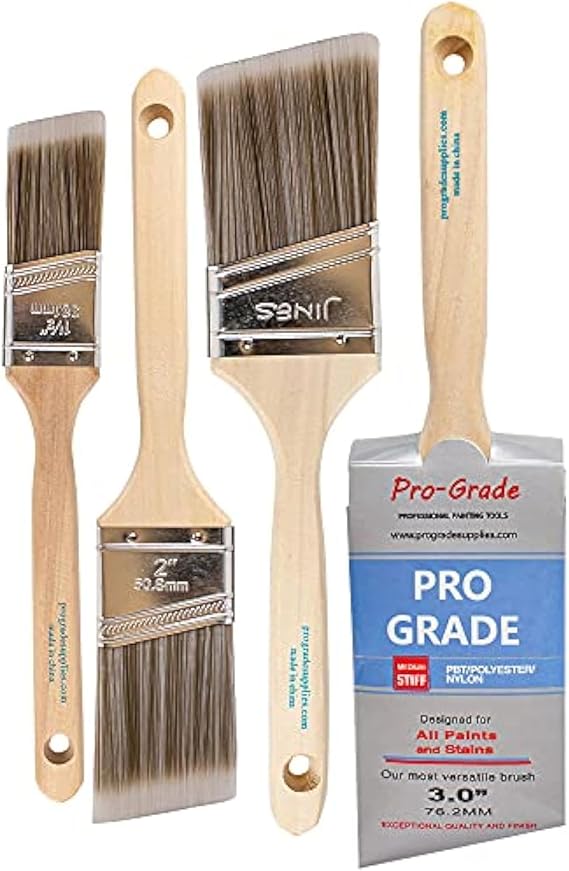 Pro Grade - Paint Brushes - 4 Pack Variety Angle Paint Brushes