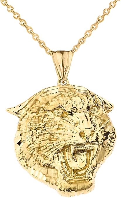 Bold 14k Yellow Gold Sparkle-Cut Jaguar Statement Pendant Necklace (Large)