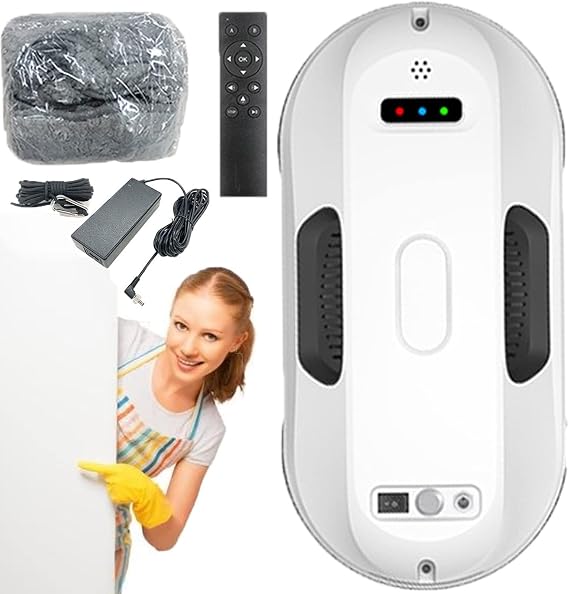 Window Cleaning Robot with 2.8kPa Suction, Automatic Water Spray, Remote Control for Indoor/Outdoor Glass Cleaning