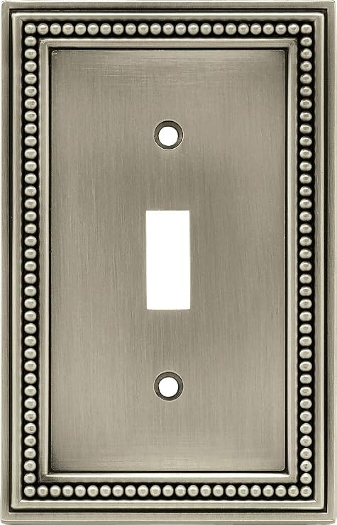 Brainerd 64905 Beaded Single Toggle Switch Wall Plate / Switch Plate / Cover, Brushed Satin Pewter