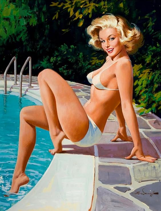 Risque Photography Beautful Woman by Pool 8.5x11 Photo Print Arthur Sarnoff Lovely Female Sexy Art