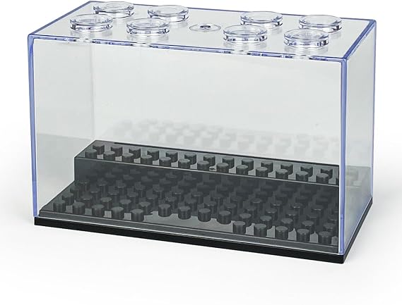 Display Case Fits for Minifigures, Clear Mini-Figures Display Boxes for Lego, Stackable Dustproof Storage Container with 2 Steps for Collectible Figurines, Fit for Lego Lovers
