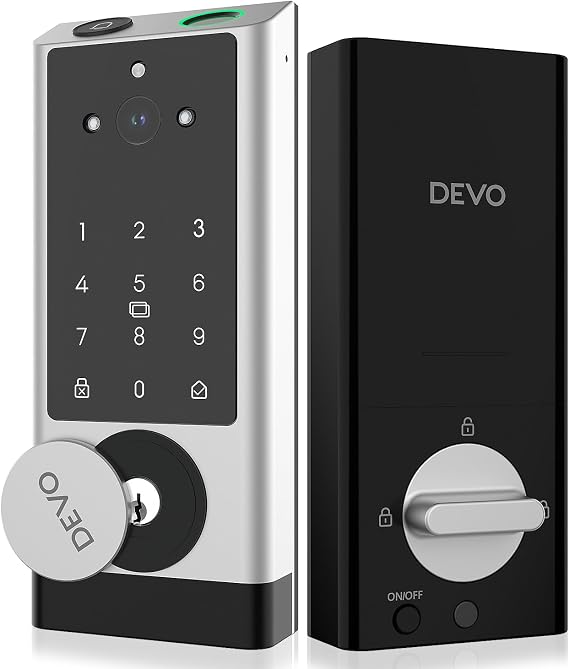 DEVO G1 Video Smart Lock with Camera & Doorbell, 6-in-1 Keyless Entry Door Lock with Fingerprint, App Remote, Auto Locks, Built-in Wi-Fi Smart Deadbolt for Front Door, IP65 Waterproof, Easy Install
